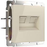 Розетка компьютерная без рамки Werkel 2-м. RJ45+RJ45 5e слоновая кость глянцевый картинка
